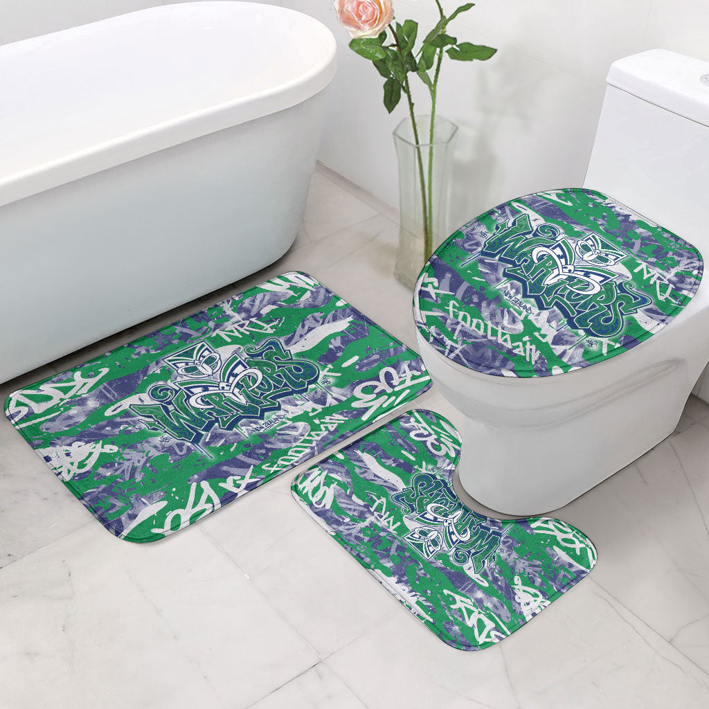 New Zealand Warriors Rugby Bathroom Set Graffiti Typography Urban Camo Abstract Street Style