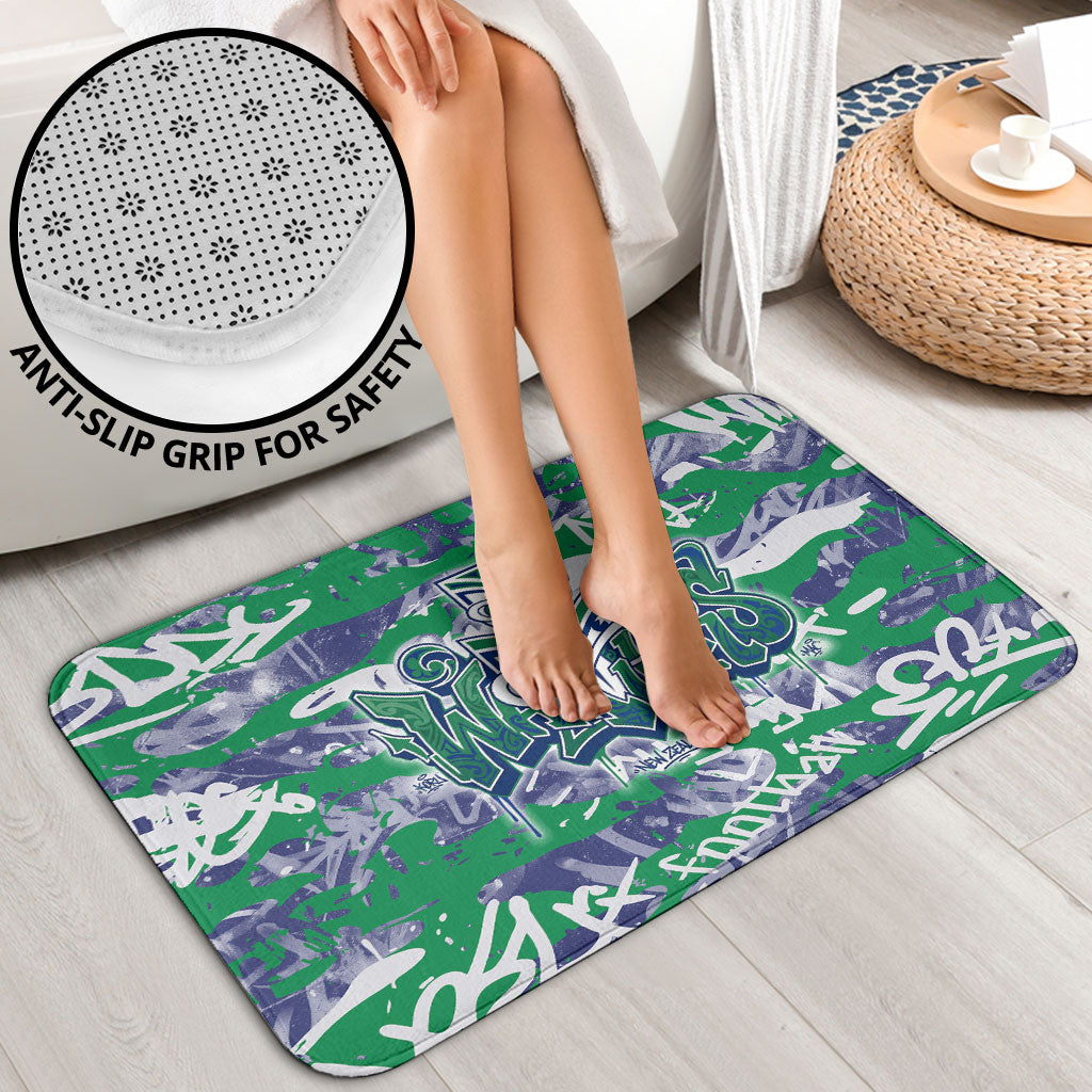 New Zealand Warriors Rugby Bathroom Set Graffiti Typography Urban Camo Abstract Street Style