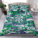 New Zealand Warriors Rugby Bedding Set Graffiti Typography Urban Camo Abstract Street Style