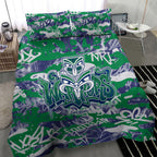 New Zealand Warriors Rugby Bedding Set Graffiti Typography Urban Camo Abstract Street Style