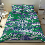 New Zealand Warriors Rugby Bedding Set Graffiti Typography Urban Camo Abstract Street Style