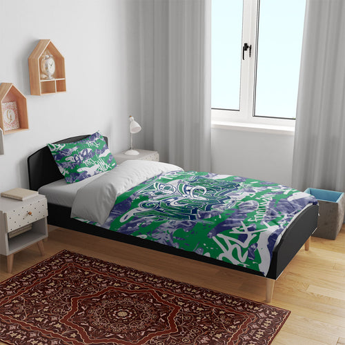 New Zealand Warriors Rugby Bedding Set Graffiti Typography Urban Camo Abstract Street Style