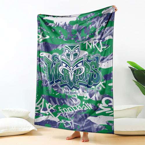 New Zealand Warriors Rugby Blanket Graffiti Typography Urban Camo Abstract Street Style