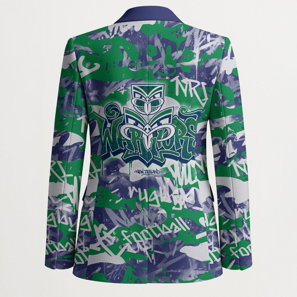 New Zealand Warriors Rugby Blazer Graffiti Typography Urban Camo Abstract Street Style