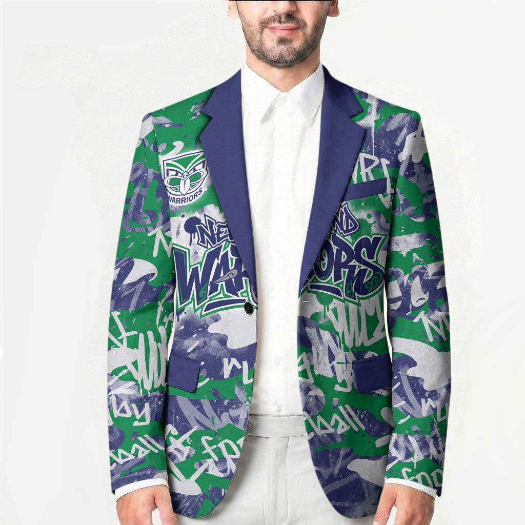 New Zealand Warriors Rugby Blazer Graffiti Typography Urban Camo Abstract Street Style
