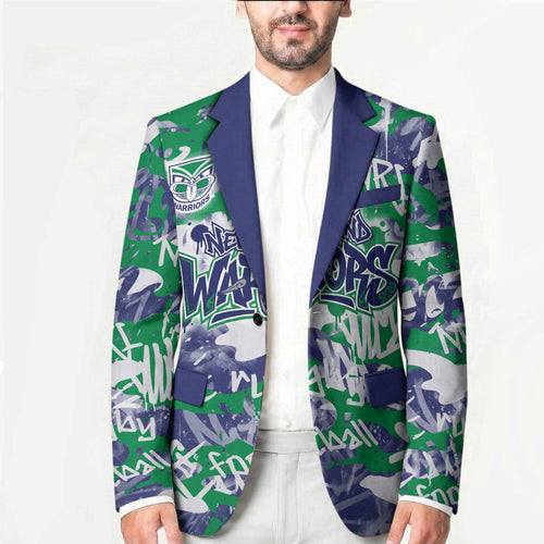 New Zealand Warriors Rugby Blazer Graffiti Typography Urban Camo Abstract Street Style