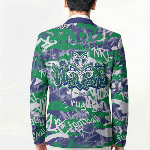 New Zealand Warriors Rugby Blazer Graffiti Typography Urban Camo Abstract Street Style