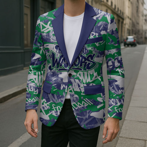 New Zealand Warriors Rugby Blazer Graffiti Typography Urban Camo Abstract Street Style