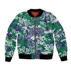 New Zealand Warriors Rugby Bomber Jacket Graffiti Typography Urban Camo Abstract Street Style