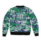New Zealand Warriors Rugby Bomber Jacket Graffiti Typography Urban Camo Abstract Street Style