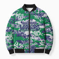 New Zealand Warriors Rugby Bomber Puffer Jacket Graffiti Typography Urban Camo Abstract Street Style