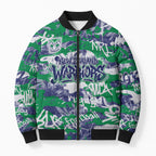 New Zealand Warriors Rugby Bomber Puffer Jacket Graffiti Typography Urban Camo Abstract Street Style