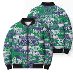 New Zealand Warriors Rugby Bomber Puffer Jacket Graffiti Typography Urban Camo Abstract Street Style
