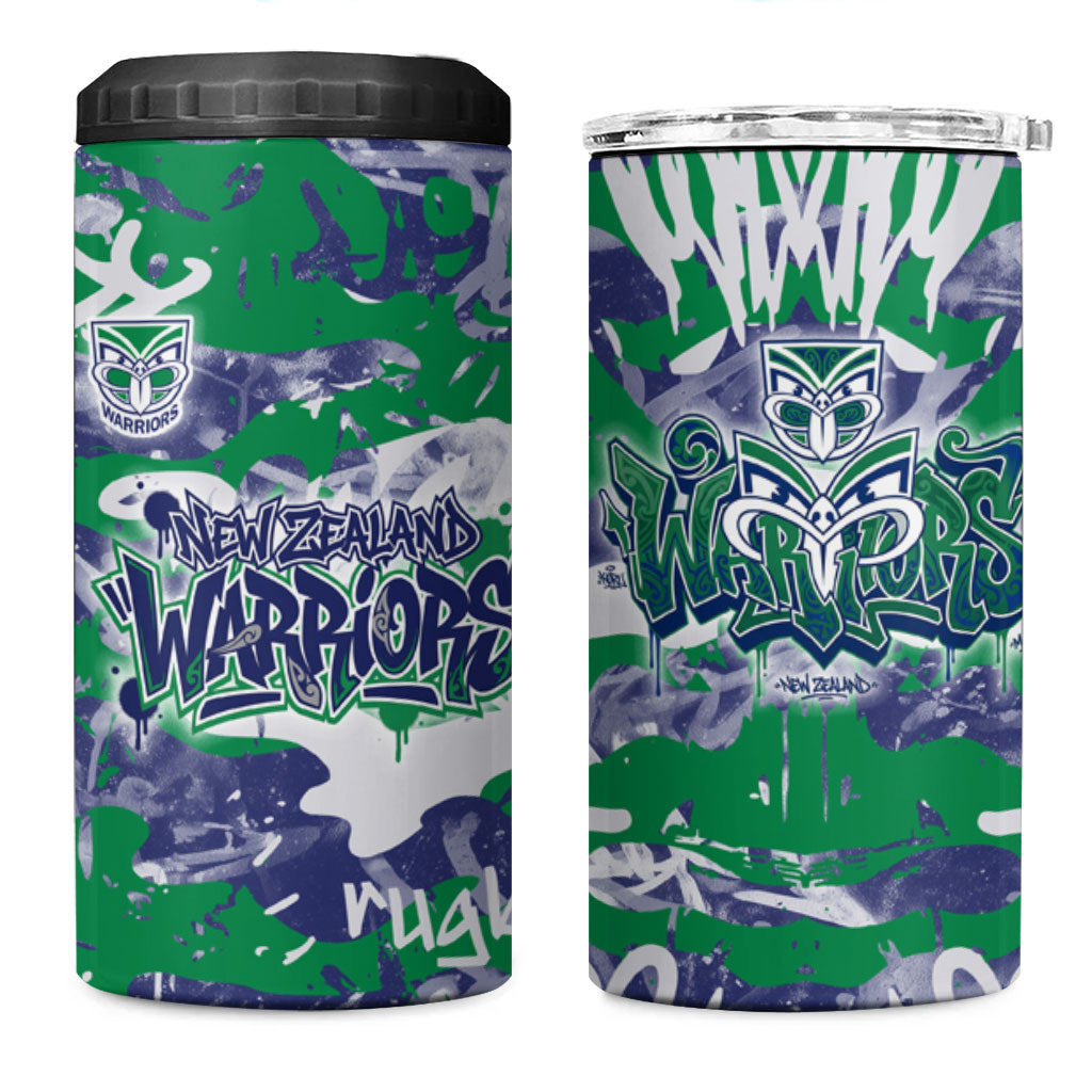 New Zealand Warriors Rugby 4 in 1 Can Cooler Tumbler Graffiti Typography Urban Camo Abstract Street Style