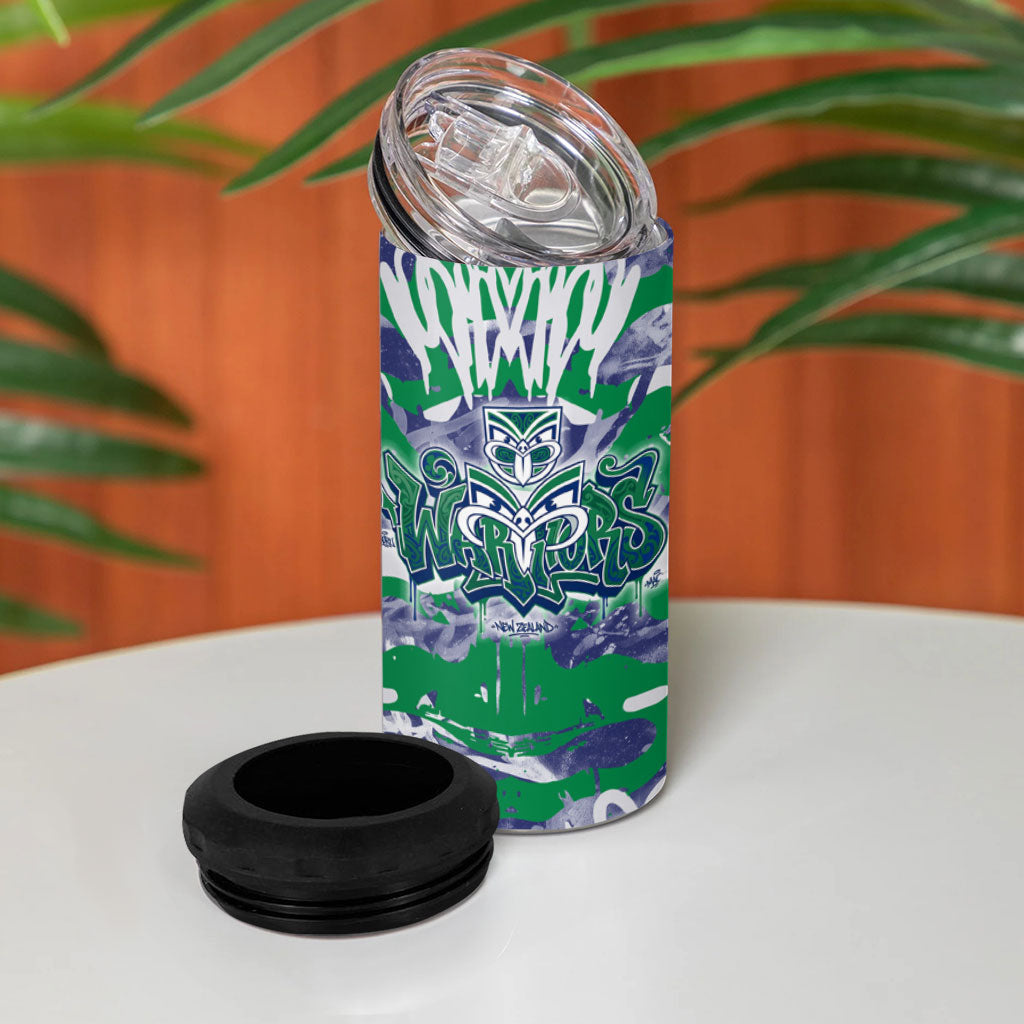 New Zealand Warriors Rugby 4 in 1 Can Cooler Tumbler Graffiti Typography Urban Camo Abstract Street Style
