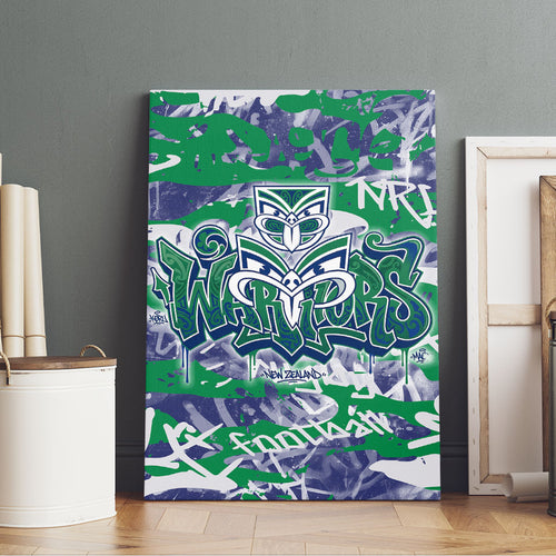 New Zealand Warriors Rugby Canvas Wall Art Graffiti Typography Urban Camo Abstract Street Style