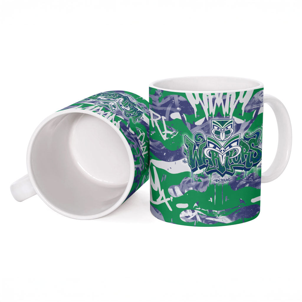 New Zealand Warriors Rugby Ceramic Mug Graffiti Typography Urban Camo Abstract Street Style