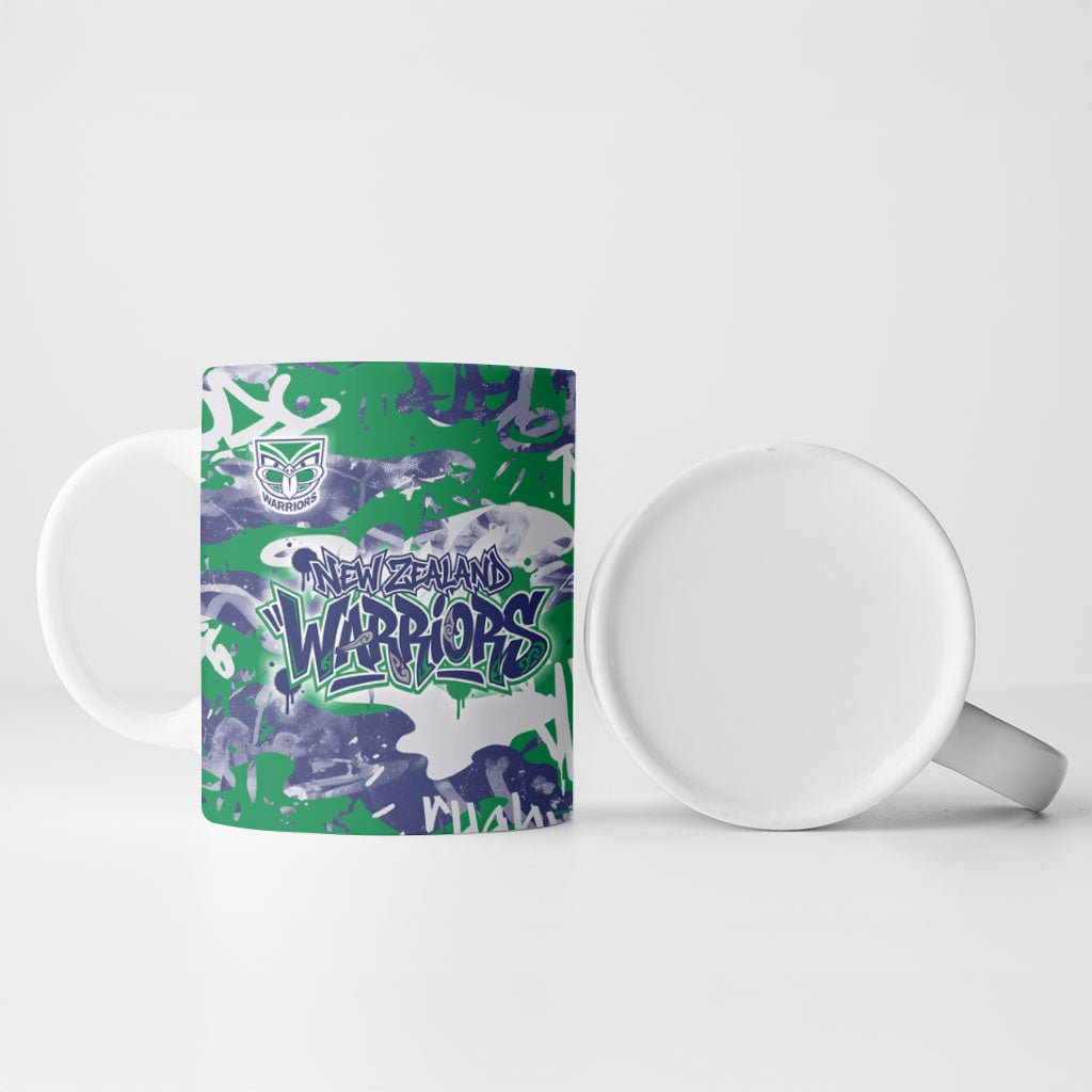 New Zealand Warriors Rugby Ceramic Mug Graffiti Typography Urban Camo Abstract Street Style