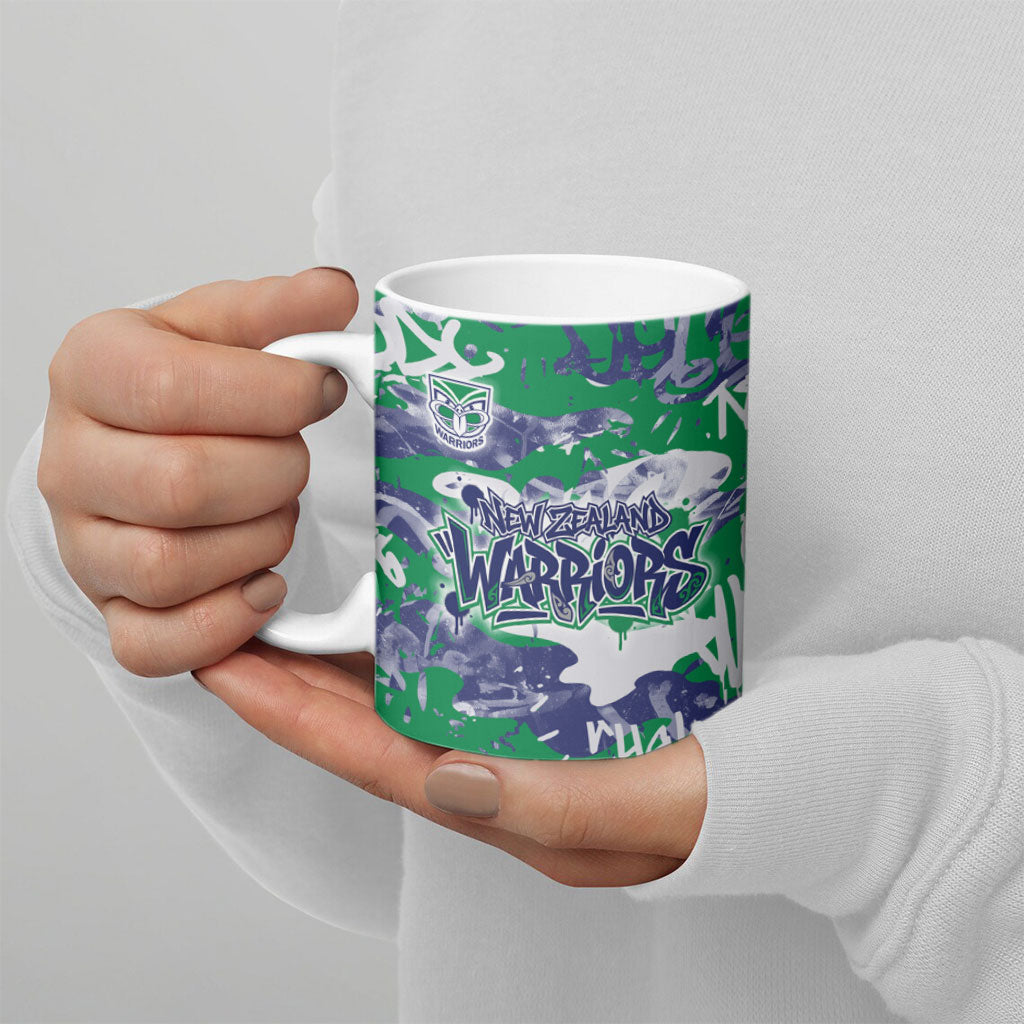 New Zealand Warriors Rugby Ceramic Mug Graffiti Typography Urban Camo Abstract Street Style