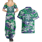 New Zealand Warriors Rugby Couples Matching Summer Maxi Dress and Hawaiian Shirt Graffiti Typography Urban Camo Abstract Street Style
