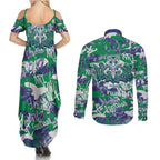 New Zealand Warriors Rugby Couples Matching Summer Maxi Dress and Long Sleeve Button Shirt Graffiti Typography Urban Camo Abstract Street Style