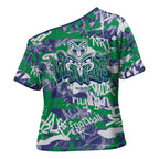 New Zealand Warriors Rugby Cross Shoulder Shirt Graffiti Typography Urban Camo Abstract Street Style