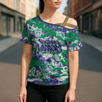 New Zealand Warriors Rugby Cross Shoulder Shirt Graffiti Typography Urban Camo Abstract Street Style