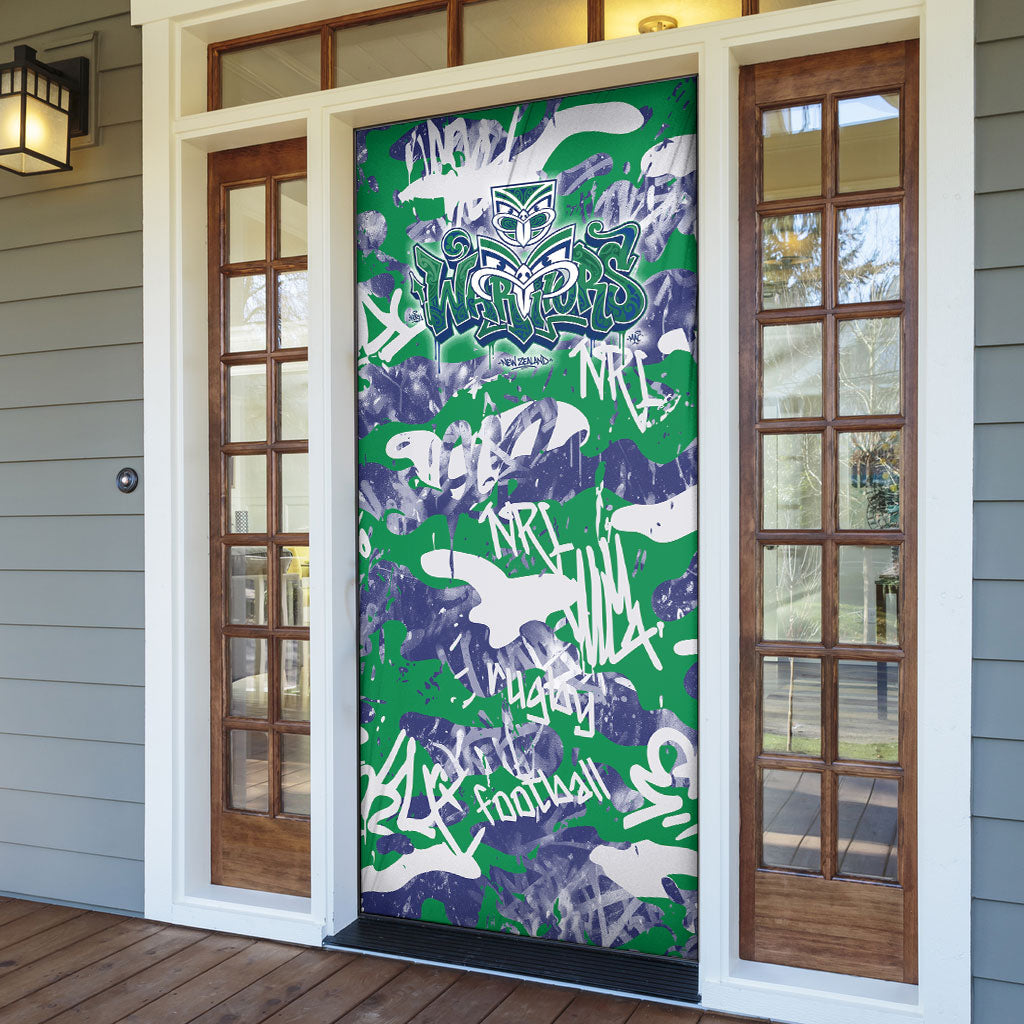 New Zealand Warriors Rugby Door Cover Graffiti Typography Urban Camo Abstract Street Style