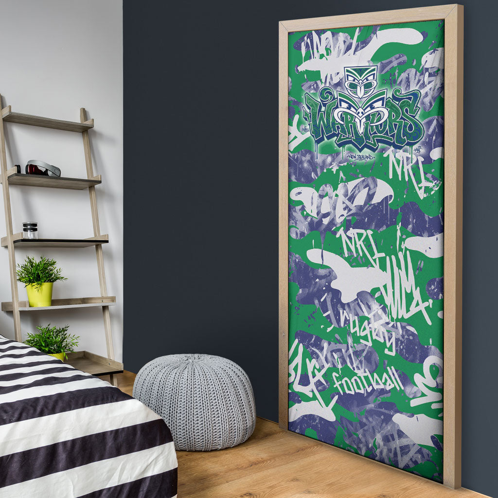 New Zealand Warriors Rugby Door Cover Graffiti Typography Urban Camo Abstract Street Style