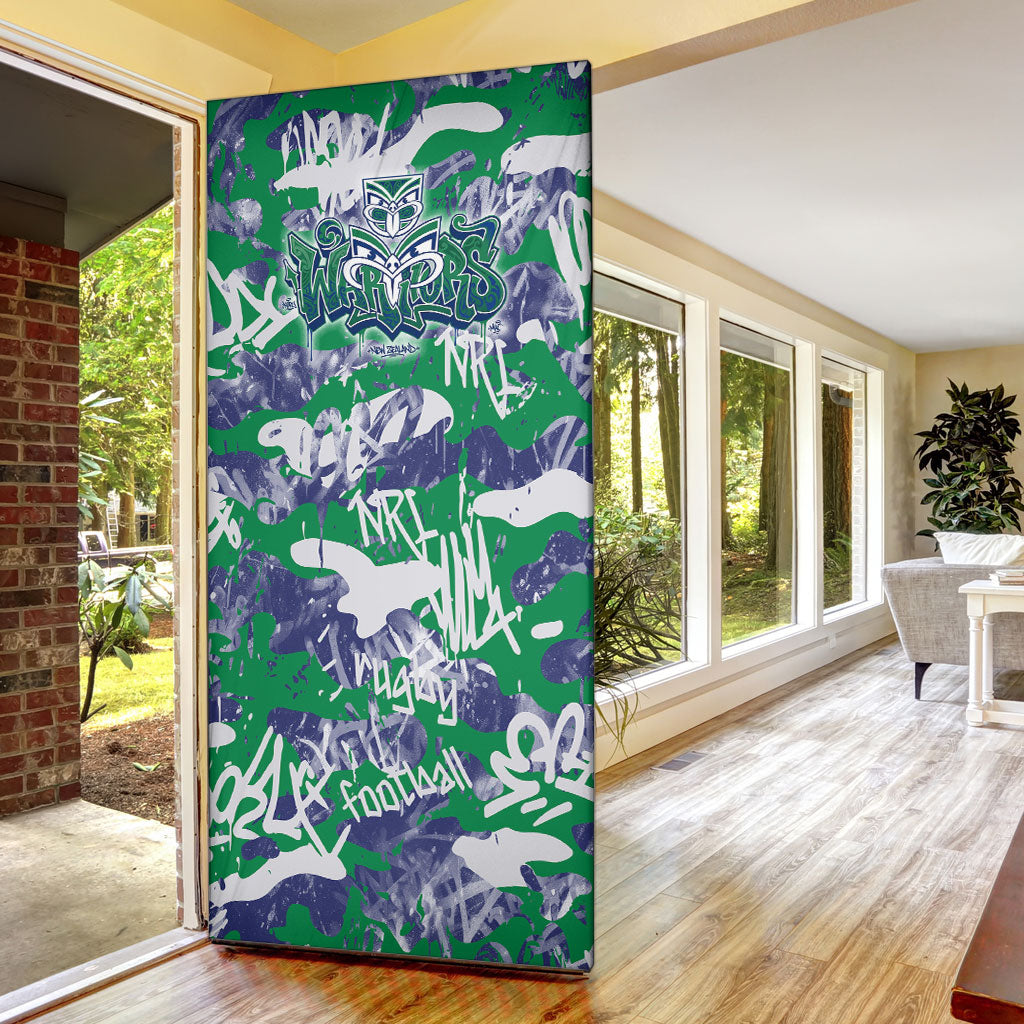 New Zealand Warriors Rugby Door Cover Graffiti Typography Urban Camo Abstract Street Style