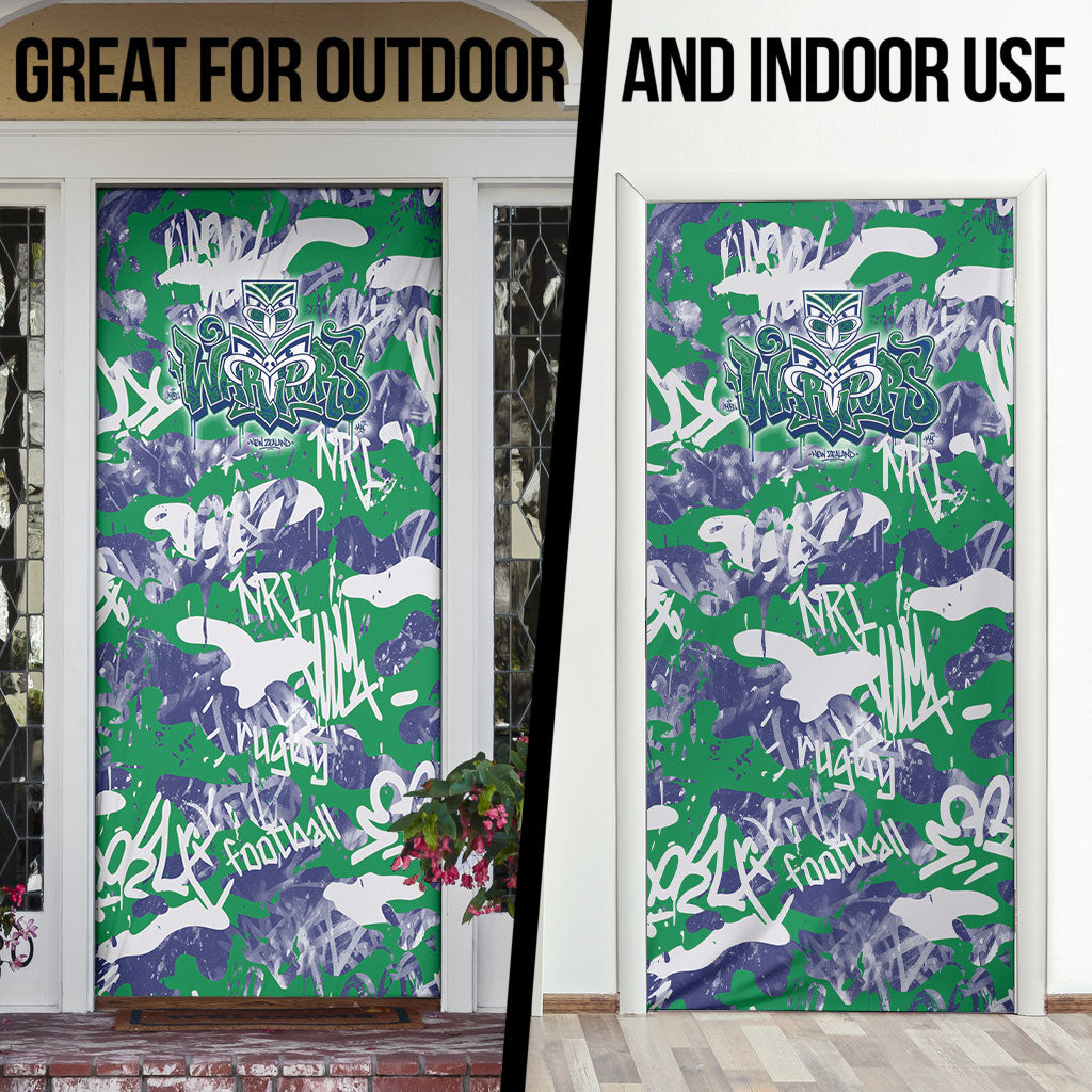 New Zealand Warriors Rugby Door Cover Graffiti Typography Urban Camo Abstract Street Style