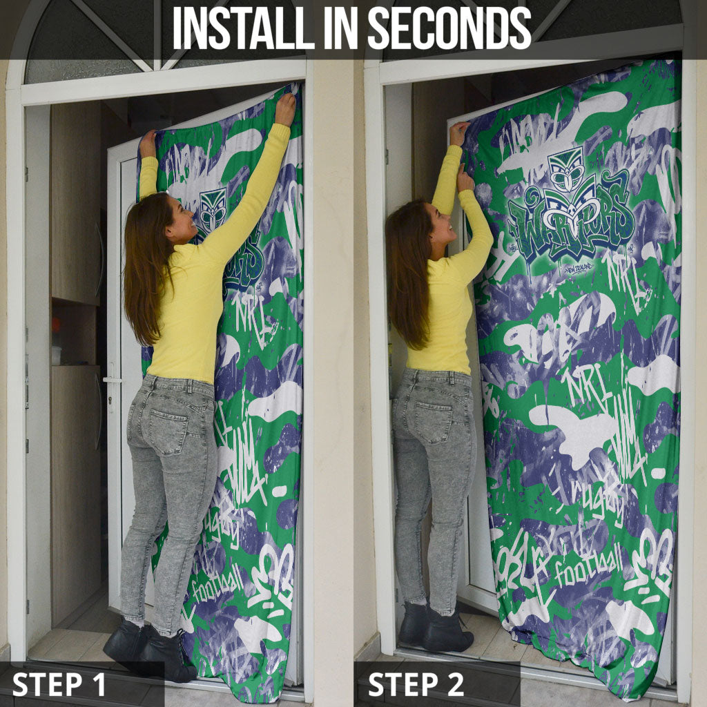 New Zealand Warriors Rugby Door Cover Graffiti Typography Urban Camo Abstract Street Style