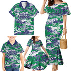 New Zealand Warriors Rugby Family Matching Mermaid Dress and Hawaiian Shirt Graffiti Typography Urban Camo Abstract Street Style