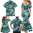 New Zealand Warriors Rugby Family Matching Mermaid Dress and Hawaiian Shirt Graffiti Typography Urban Camo Abstract Street Style
