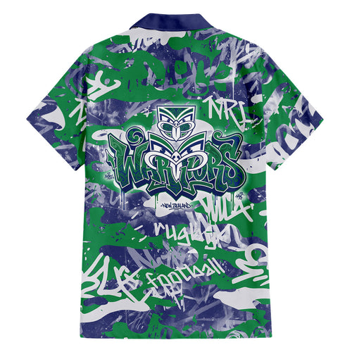 New Zealand Warriors Rugby Family Matching Off Shoulder Maxi Dress and Hawaiian Shirt Graffiti Typography Urban Camo Abstract Street Style