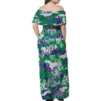 New Zealand Warriors Rugby Family Matching Off Shoulder Maxi Dress and Hawaiian Shirt Graffiti Typography Urban Camo Abstract Street Style