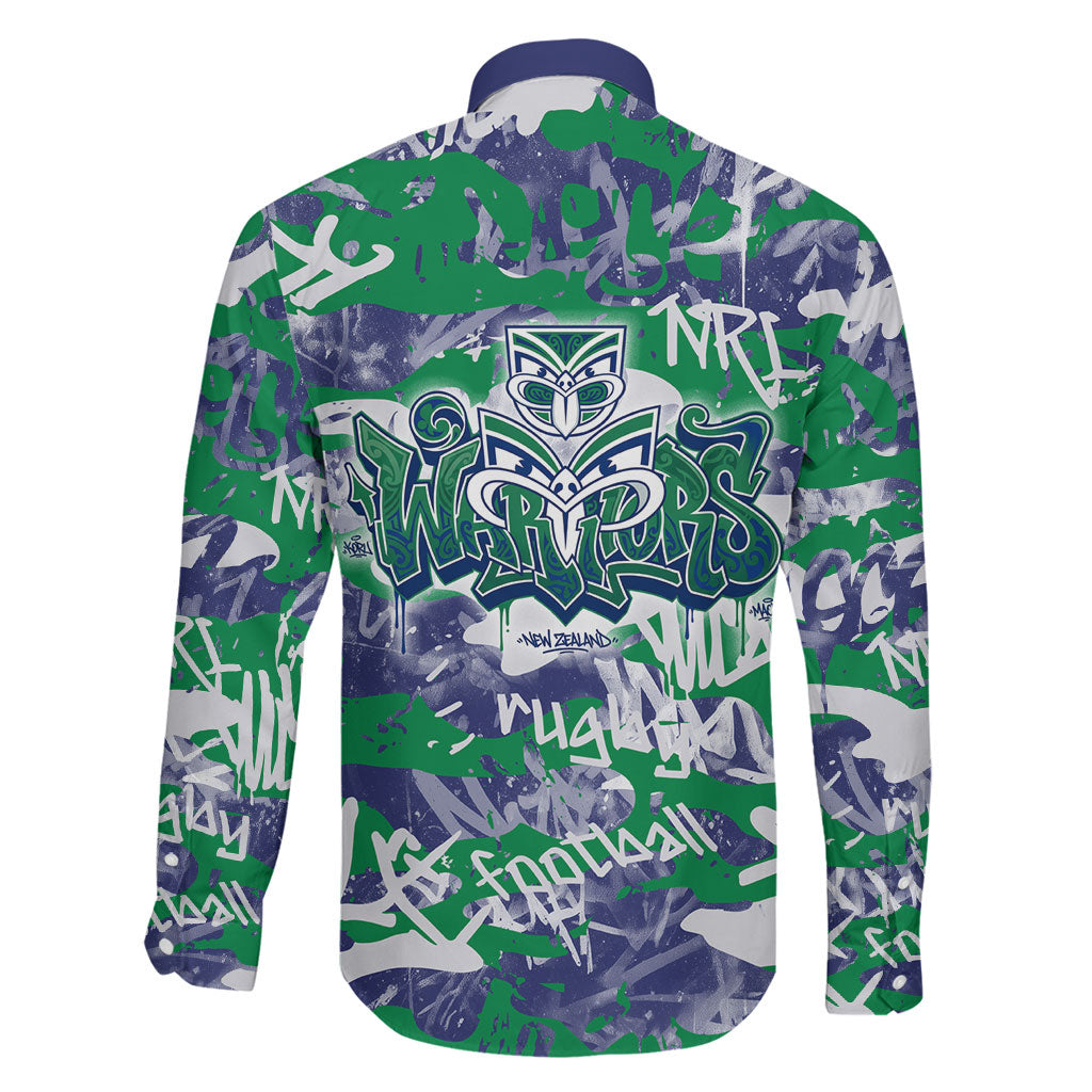 New Zealand Warriors Rugby Family Matching Off Shoulder Short Dress and Hawaiian Shirt Graffiti Typography Urban Camo Abstract Street Style