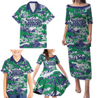 New Zealand Warriors Rugby Family Matching Puletasi and Hawaiian Shirt Graffiti Typography Urban Camo Abstract Street Style