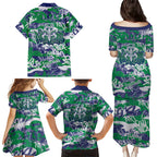 New Zealand Warriors Rugby Family Matching Puletasi and Hawaiian Shirt Graffiti Typography Urban Camo Abstract Street Style