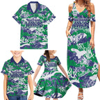 New Zealand Warriors Rugby Family Matching Summer Maxi Dress and Hawaiian Shirt Graffiti Typography Urban Camo Abstract Street Style