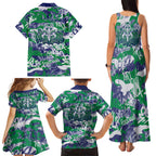 New Zealand Warriors Rugby Family Matching Tank Maxi Dress and Hawaiian Shirt Graffiti Typography Urban Camo Abstract Street Style
