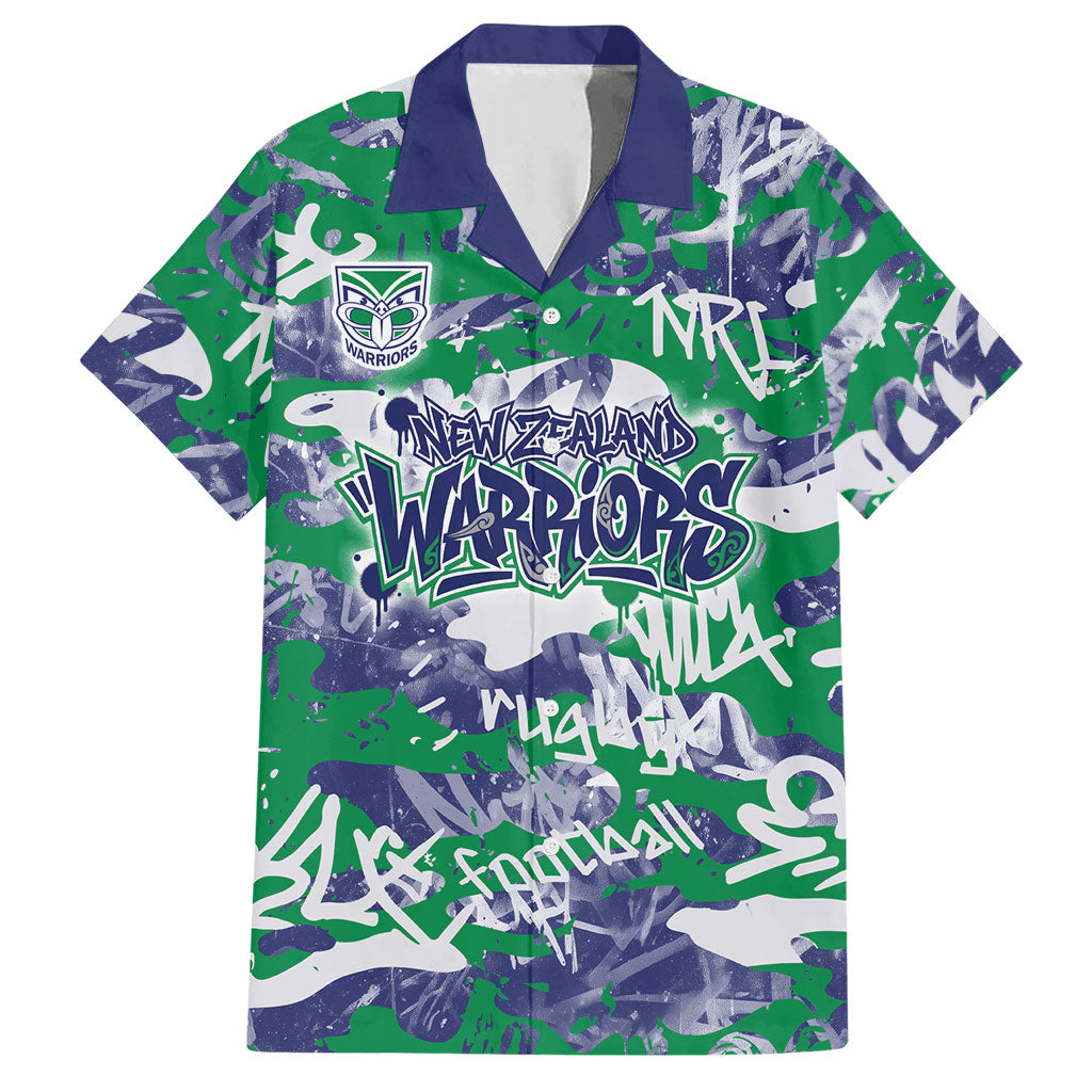 New Zealand Warriors Rugby Hawaiian Shirt Graffiti Typography Urban Camo Abstract Street Style