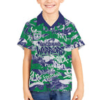 New Zealand Warriors Rugby Hawaiian Shirt Graffiti Typography Urban Camo Abstract Street Style