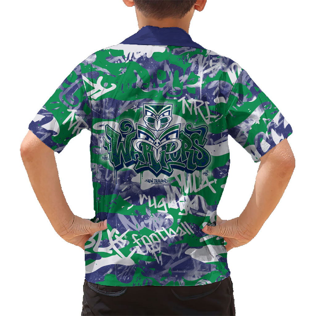 New Zealand Warriors Rugby Hawaiian Shirt Graffiti Typography Urban Camo Abstract Street Style