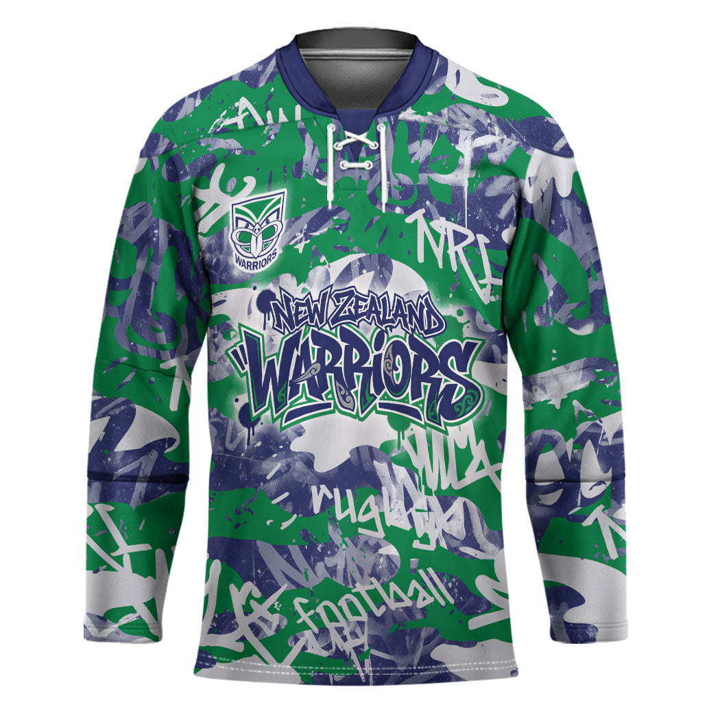 New Zealand Warriors Rugby Hockey Jersey Graffiti Typography Urban Camo Abstract Street Style