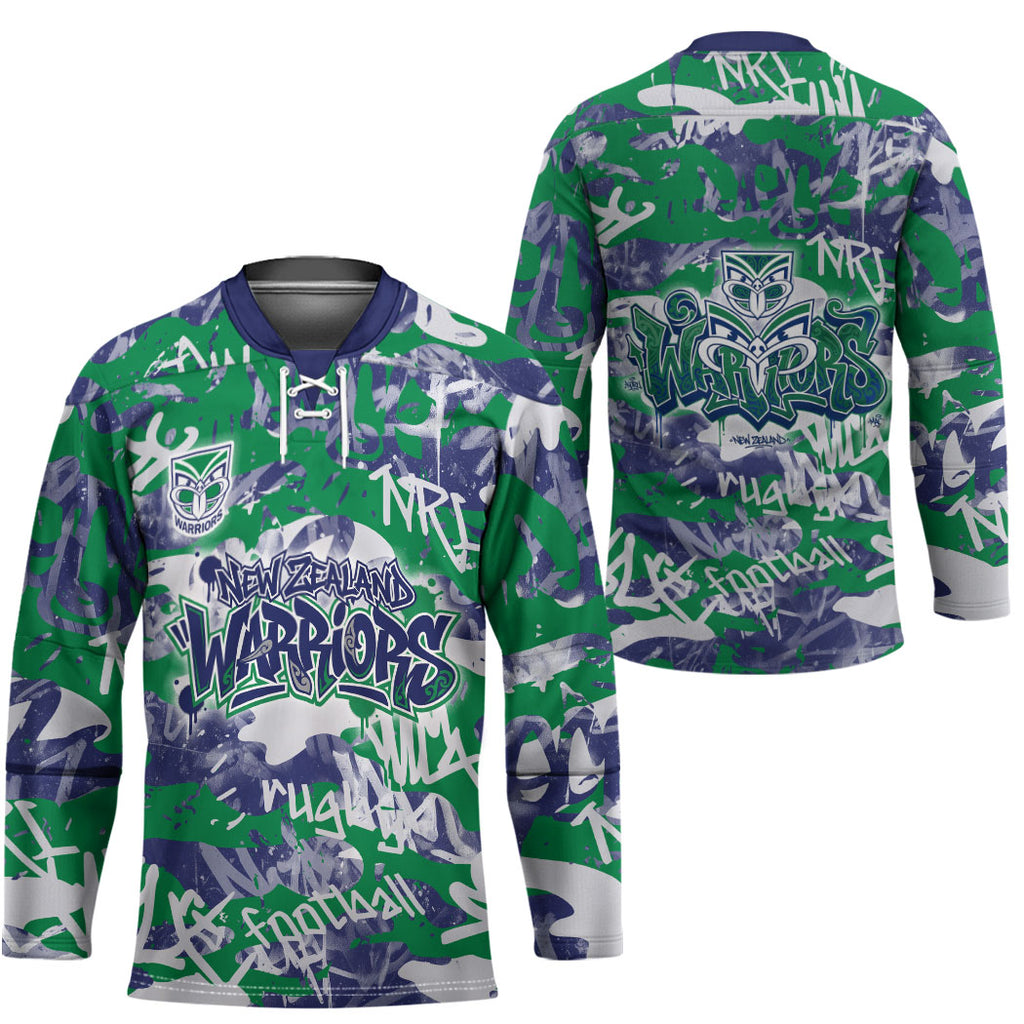 New Zealand Warriors Rugby Hockey Jersey Graffiti Typography Urban Camo Abstract Street Style