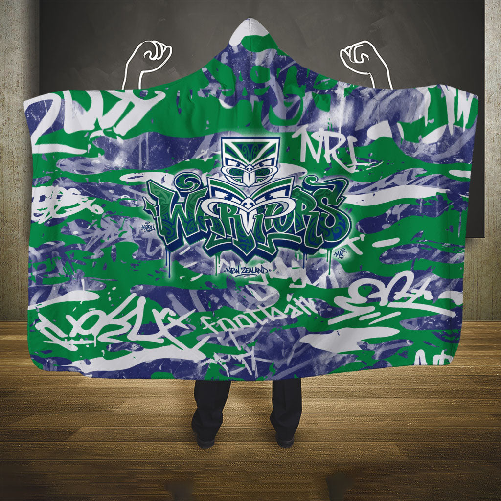 New Zealand Warriors Rugby Hooded Blanket Graffiti Typography Urban Camo Abstract Street Style