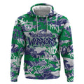 New Zealand Warriors Rugby Hoodie Graffiti Typography Urban Camo Abstract Street Style