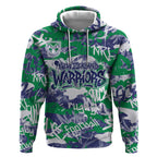 New Zealand Warriors Rugby Hoodie Graffiti Typography Urban Camo Abstract Street Style