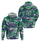 New Zealand Warriors Rugby Hoodie Graffiti Typography Urban Camo Abstract Street Style